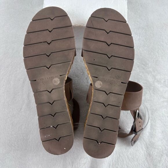 Vince Camuto Women's 8.5 Miapelle Platform Wedge Sandal Brown Leather Espadrille - Picture 8 of 8